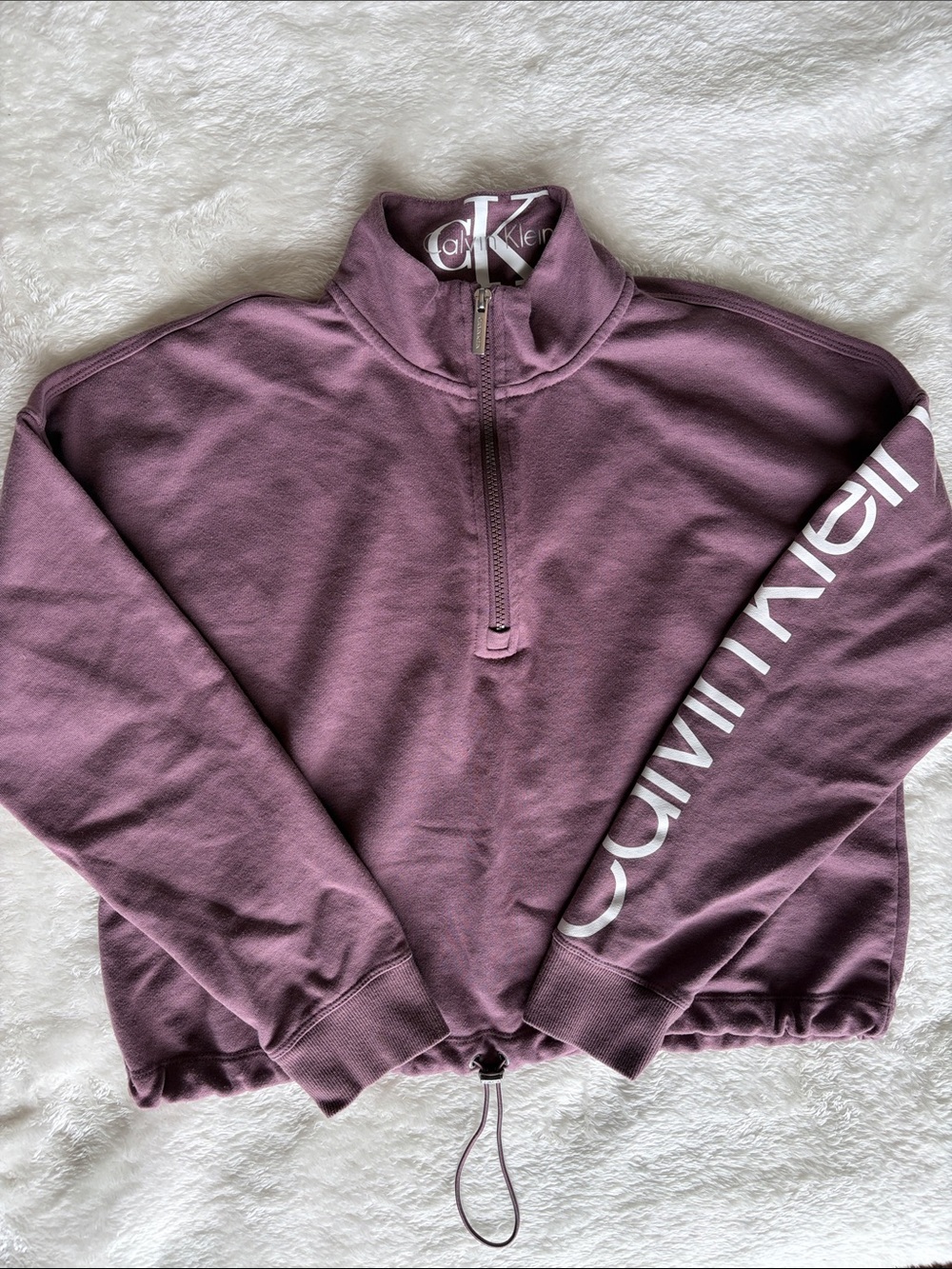 Calvin Klein Quarter Zip Pullover Sweatshirt | Size L | Mauve